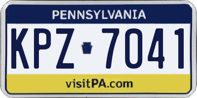 PA license plate KPZ7041