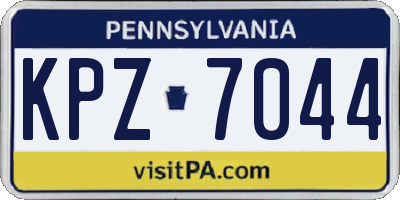 PA license plate KPZ7044
