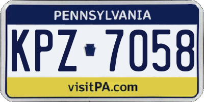 PA license plate KPZ7058
