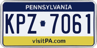 PA license plate KPZ7061