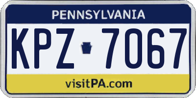 PA license plate KPZ7067