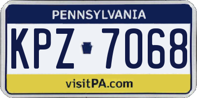 PA license plate KPZ7068