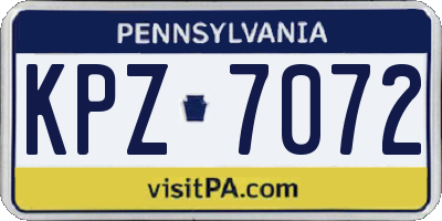 PA license plate KPZ7072