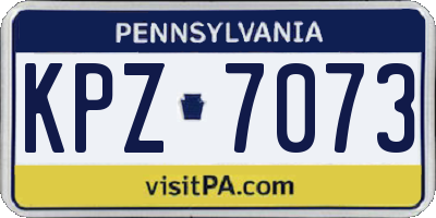 PA license plate KPZ7073