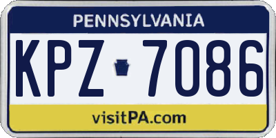 PA license plate KPZ7086