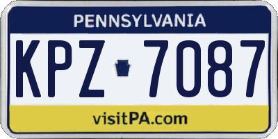 PA license plate KPZ7087