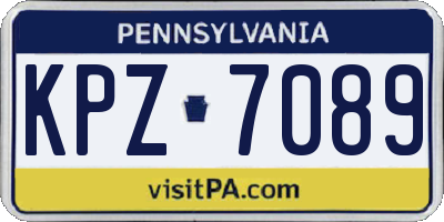PA license plate KPZ7089
