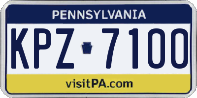 PA license plate KPZ7100
