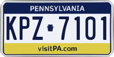 PA license plate KPZ7101
