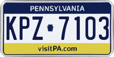 PA license plate KPZ7103
