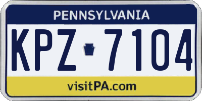 PA license plate KPZ7104