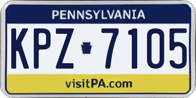 PA license plate KPZ7105