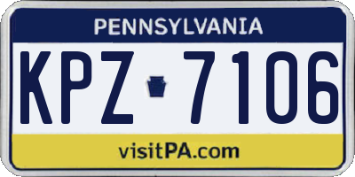 PA license plate KPZ7106