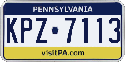 PA license plate KPZ7113