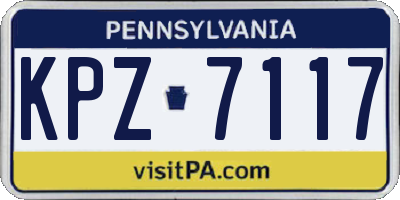 PA license plate KPZ7117