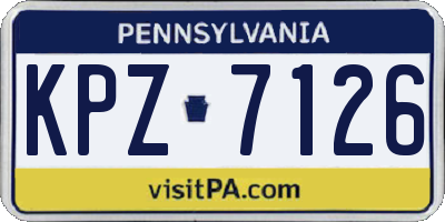 PA license plate KPZ7126