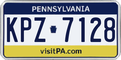 PA license plate KPZ7128