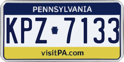 PA license plate KPZ7133