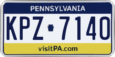 PA license plate KPZ7140