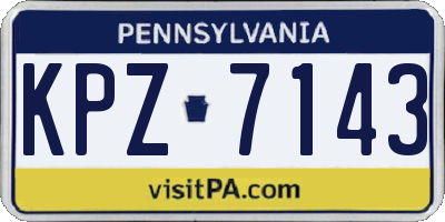 PA license plate KPZ7143