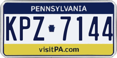 PA license plate KPZ7144