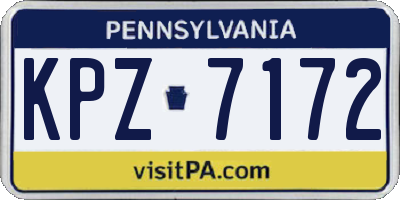 PA license plate KPZ7172