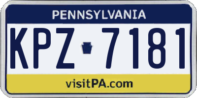 PA license plate KPZ7181