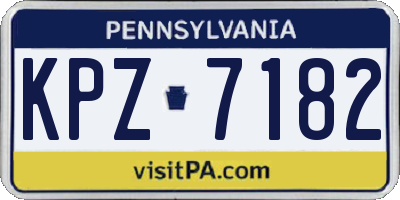 PA license plate KPZ7182