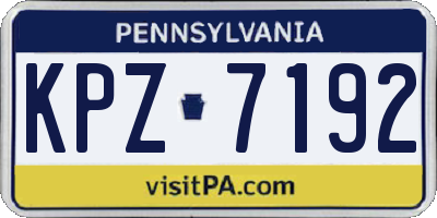 PA license plate KPZ7192