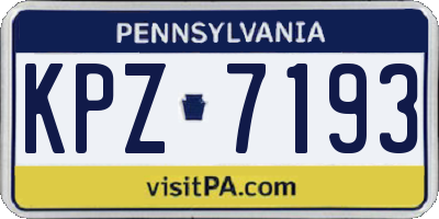 PA license plate KPZ7193