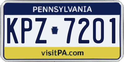 PA license plate KPZ7201