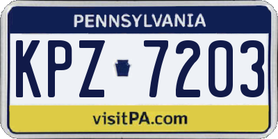 PA license plate KPZ7203