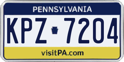 PA license plate KPZ7204
