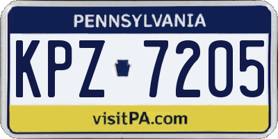 PA license plate KPZ7205