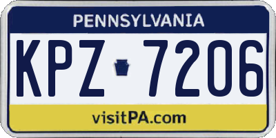 PA license plate KPZ7206