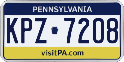 PA license plate KPZ7208