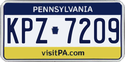 PA license plate KPZ7209