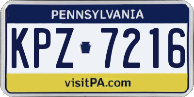 PA license plate KPZ7216