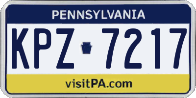 PA license plate KPZ7217