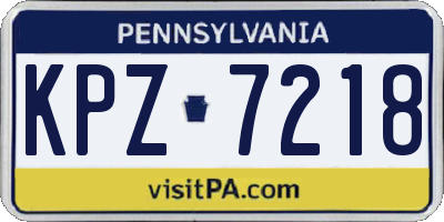 PA license plate KPZ7218