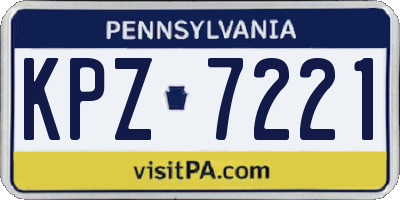 PA license plate KPZ7221