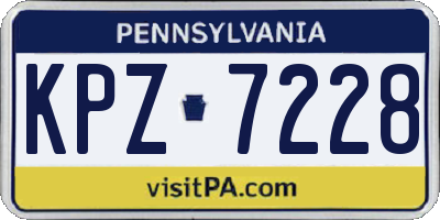 PA license plate KPZ7228
