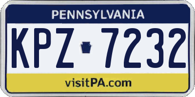 PA license plate KPZ7232