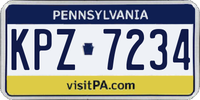 PA license plate KPZ7234