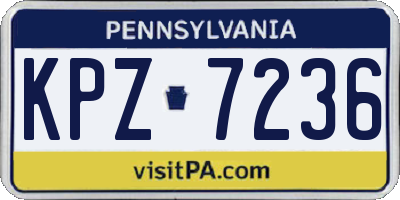 PA license plate KPZ7236