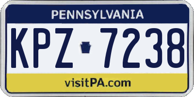 PA license plate KPZ7238