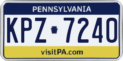 PA license plate KPZ7240
