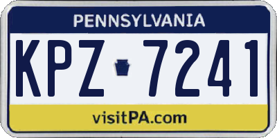 PA license plate KPZ7241