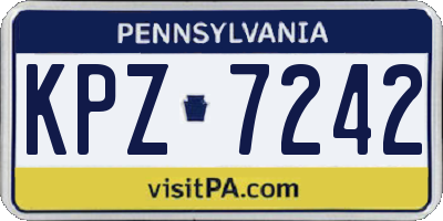 PA license plate KPZ7242