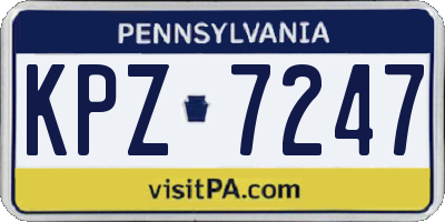 PA license plate KPZ7247
